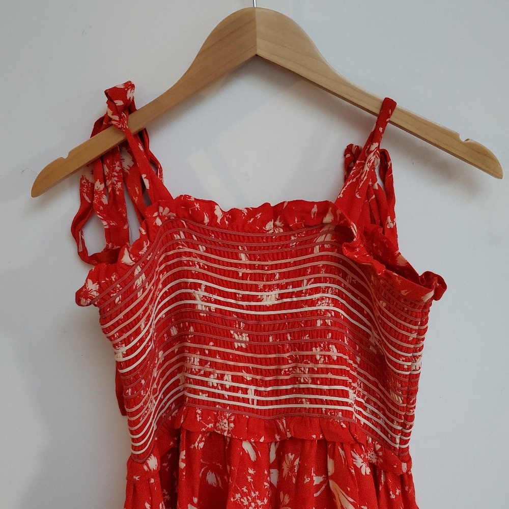 Free People Color My World Floral Wide Leg Jumsuit Smocked Boho Cottagecore Sz S - Picture 7 of 9